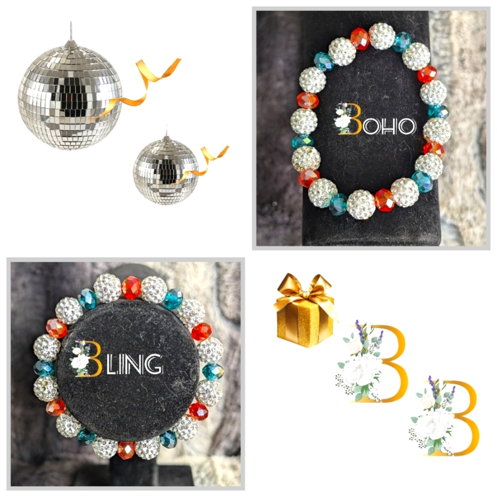Boho Bling" Crystal Ball Bracelet